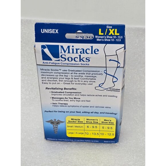 Miracle Socks Anti-Fatigue Compression Socks L/XL Unisex Black - Picture 2 of 2